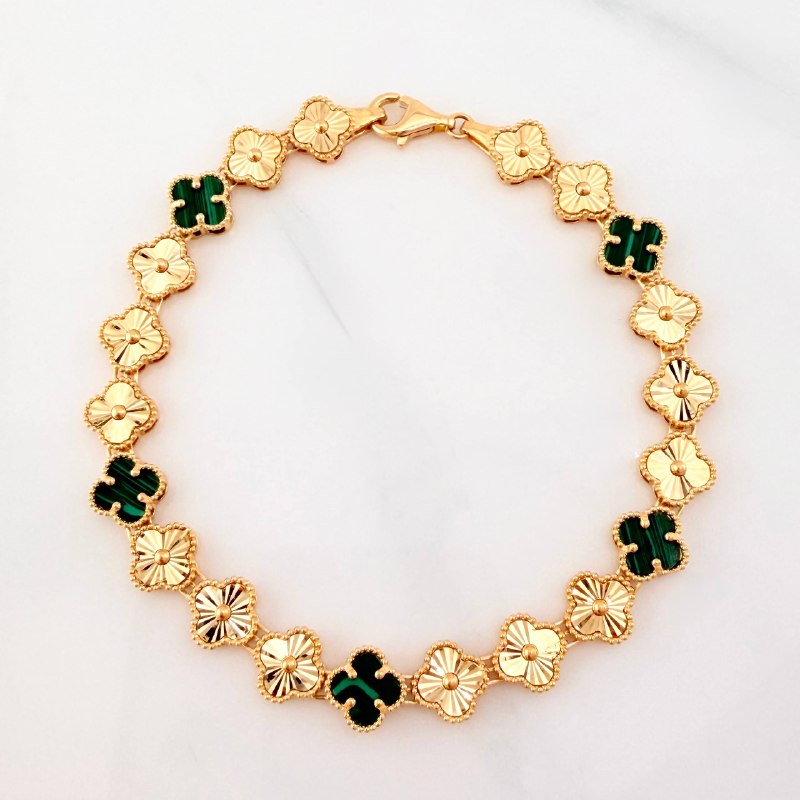 Pulso Trebol Diamantado 9.2 g / 18 cm / 7.2 mm Oro Amarillo 18K