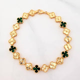 Pulso Trebol Diamantado 9.2 g / 18 cm / 7.2 mm Oro Amarillo 18K