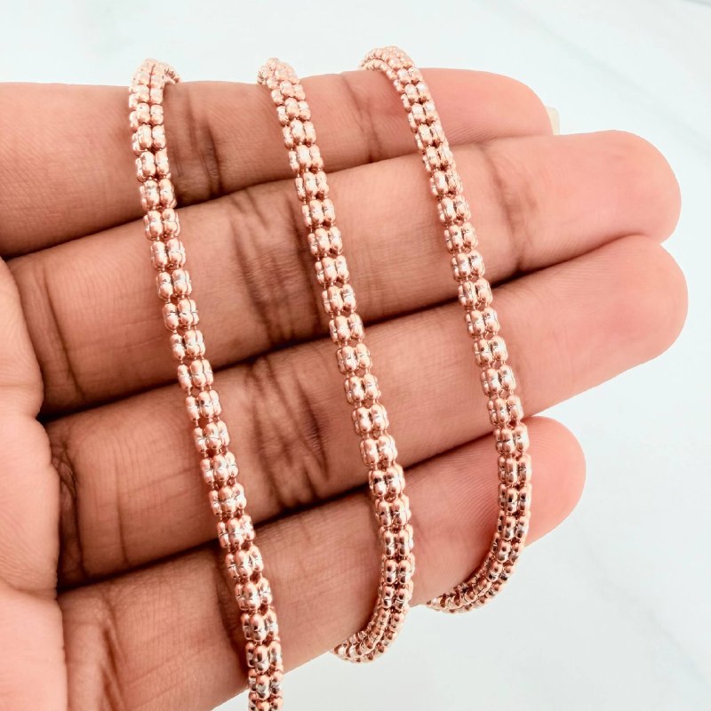 Cadena Ice 24.6 g / 65.4 cm / 3.1 mm Dos Oros Rosa Blanco 18K
