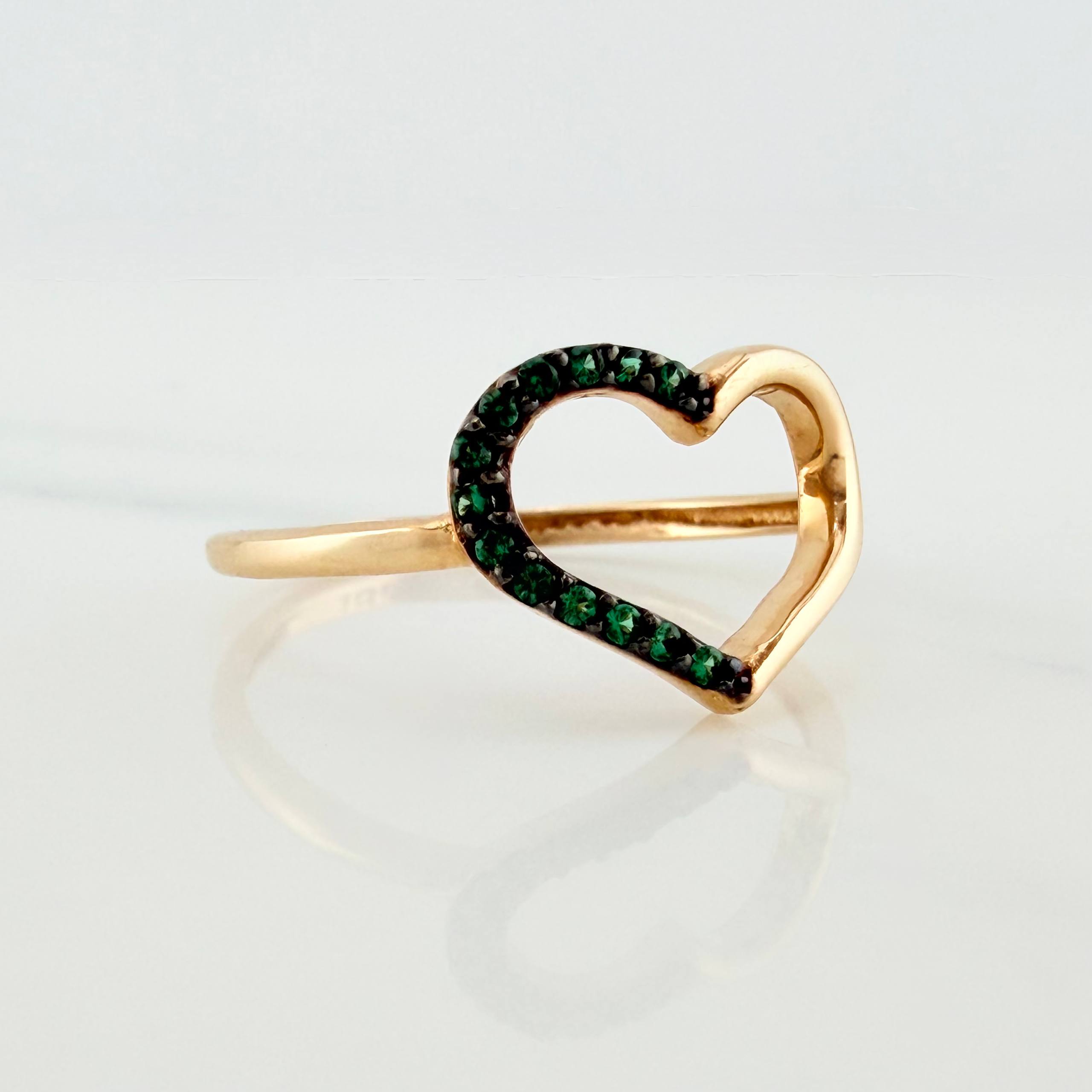 Anillo Silueta Corazon 1.45 g / T5 3/4 Dos Oros Negro Amarillo 18K