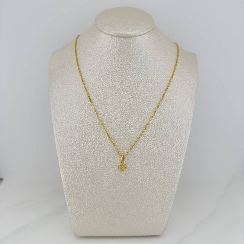 Set Cadena Lazo + Dije Libelula / 1,25 gr / 45 cm Oro Amarillo 18K