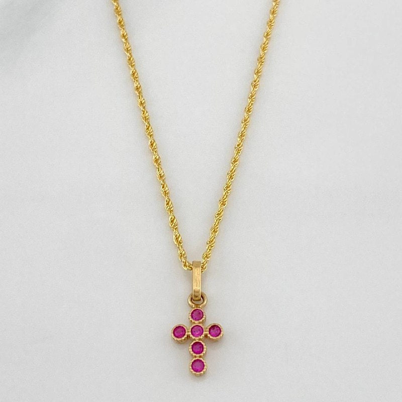 Set Cadena Lazo + Dije Cruz / 1,65 gr / 50.5 cm Oro Amarillo 18K