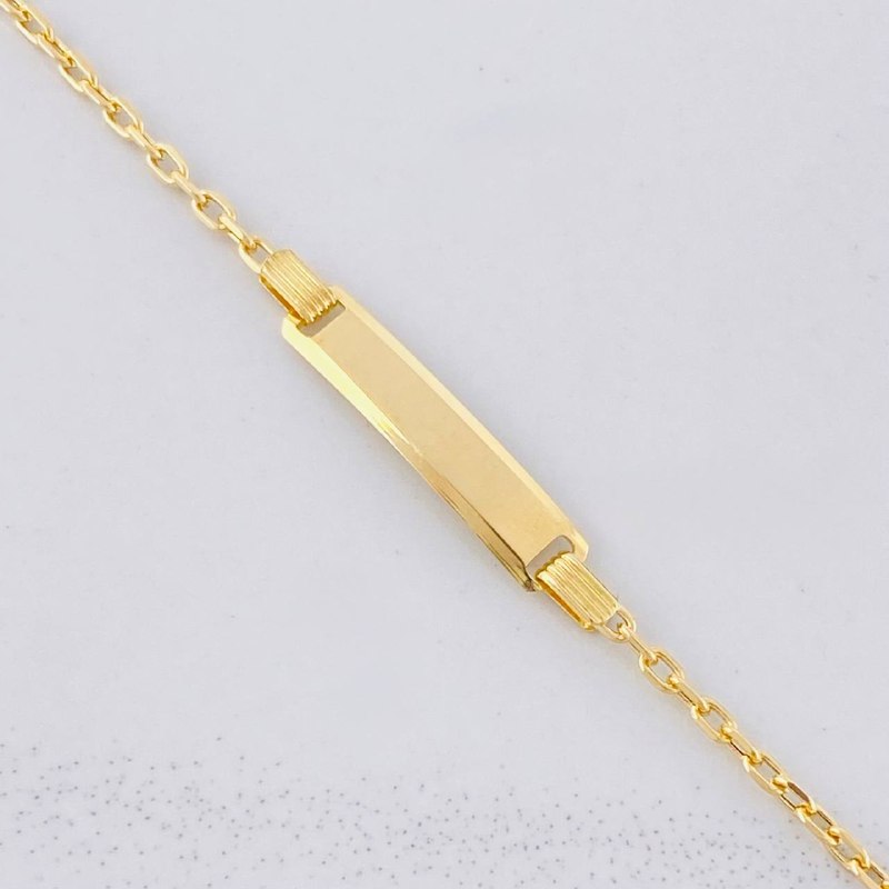Pulso Aro Seguida Placa Rectangular 1.5g / 16.3cm / 1.7mm Oro Amarillo 18K