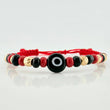 Pulsera Tejida Roja Ojo Turco Oro Amarillo 18K