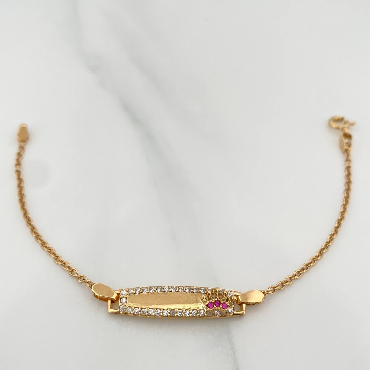 Pulso Bebé Placa Bebe Aro Seguido Corona 2.9 g / 13.8 cm / 0.75 mm Oro Amarillo 18K