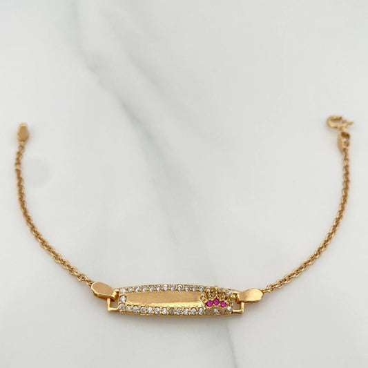 Pulso Bebé Placa Bebe Aro Seguido Corona 2.9 g / 13.8 cm / 0.75 mm Oro Amarillo 18K