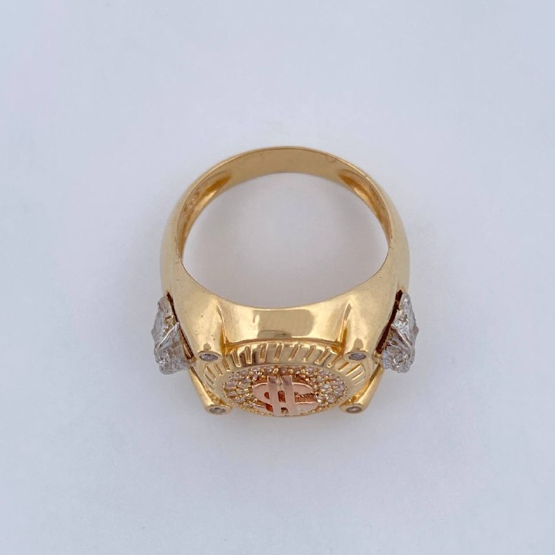Anillo Signo Peso 10.65gr / T9 1/4 / Tres Oros 18K &