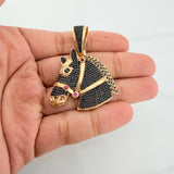 Dije Caballo 13.75 g / 4.6 cm Dos Oros Negro Amarillo 18K