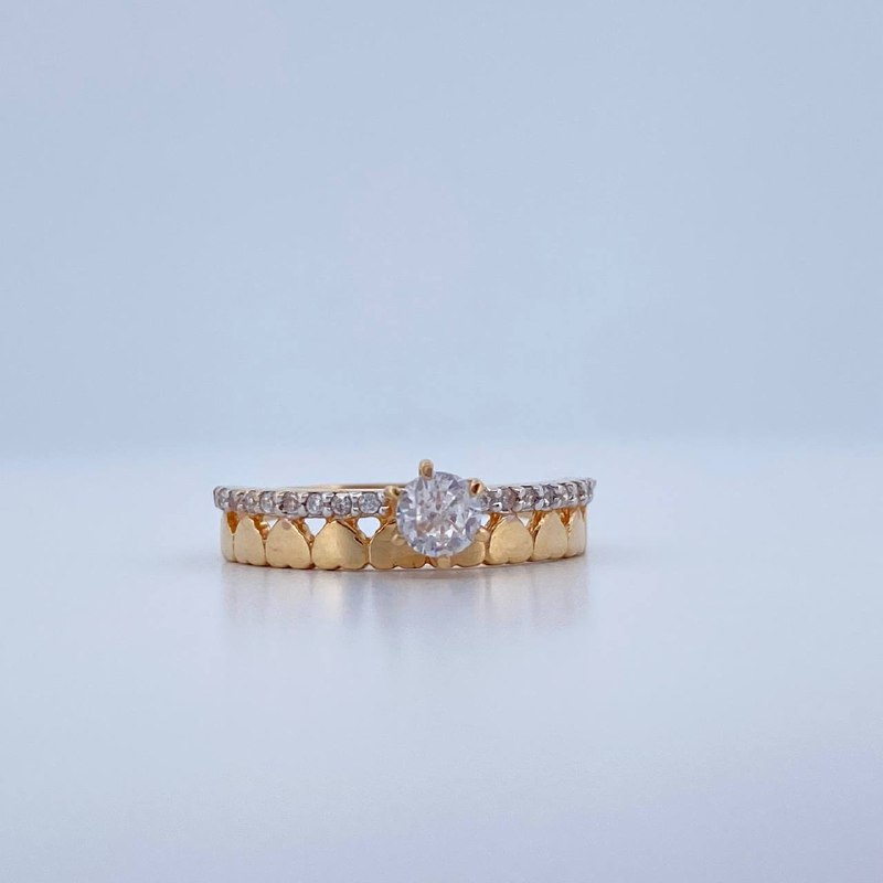 Anillo Corazones 2.25gr / T6 1/4 / Dos Oros Amarillo Blanco 18K &