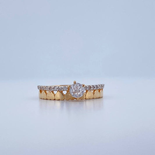 Anillo Corazones 2.25gr / T6 1/4 / Dos Oros Amarillo Blanco 18K &