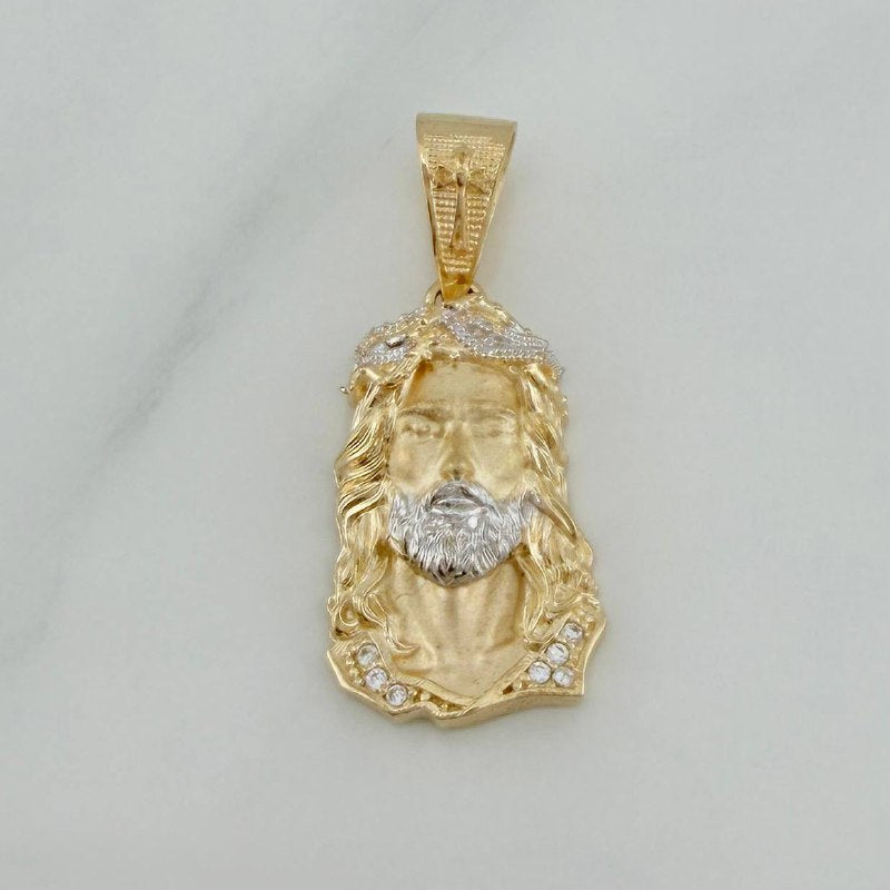 Dije Rostro Cristo 3.65 g / 2.9 cm Dos Oros Amarillo Blanco 18K
