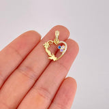 Dije Corazón Mariposa Flor 1.7g / 2cm Tres Oros 18K