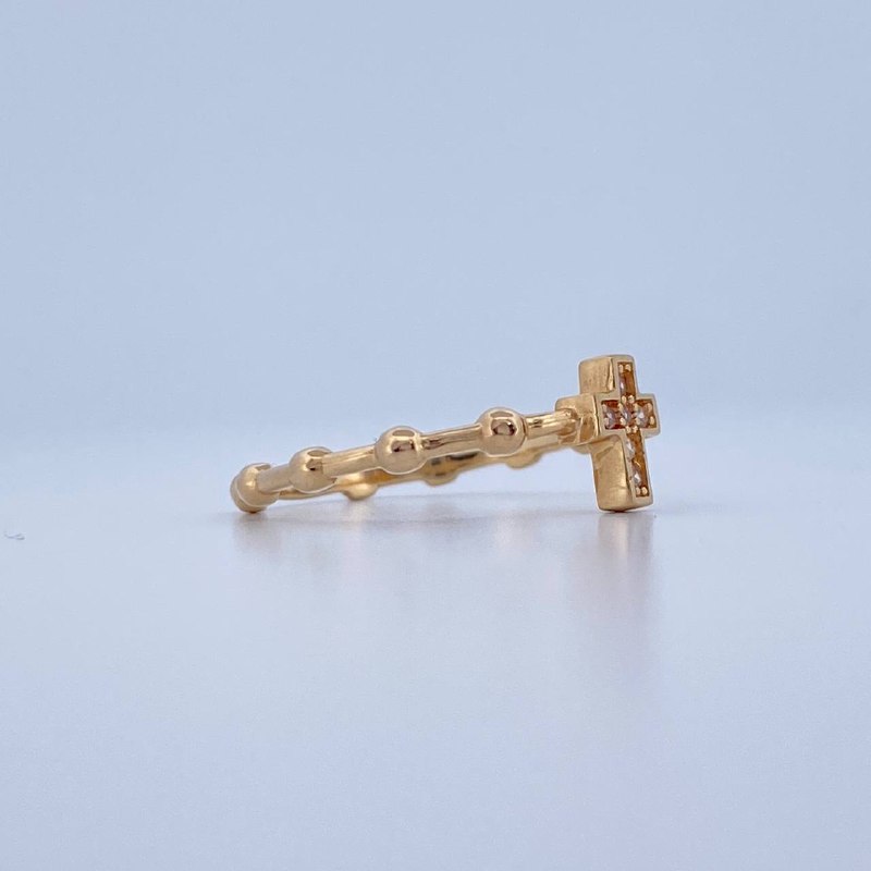 Anillo Cruz Bolas 1.7gr / T7 1/2 / Oro Amarillo 18K &