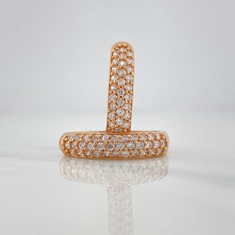 Candongas Triple Carril Ovaladas 5.65 g / 2.1 cm Oro Rosa 18K