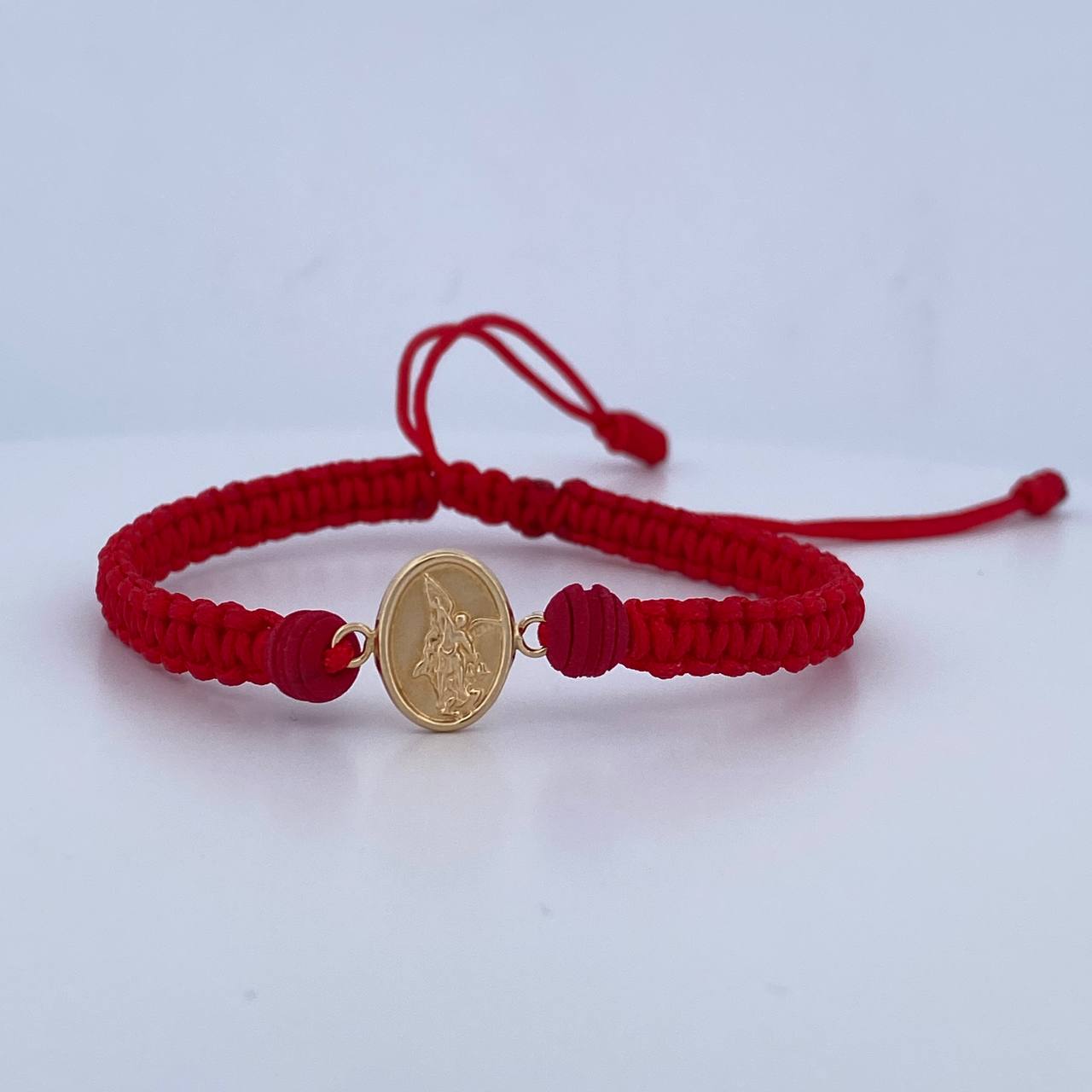 Pulsera Tejida Roja San Miguel Arcángel 0.6gr / Oro Amarillo 18K $