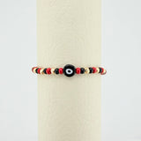 Pulsera Tejida Roja Ojo Turco Oro Amarillo 18K