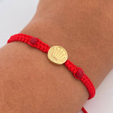 Pulsera Tejida Roja Corona Rx 0.55gr / Oro Amarillo 18K $