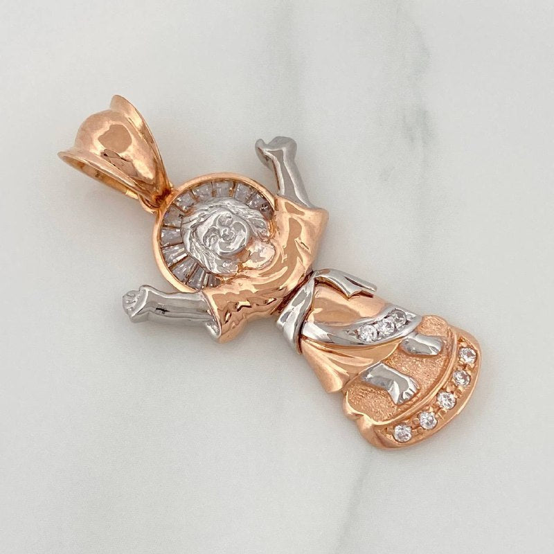 Dije Divino Niño 6.95 g / 4.2 cm Dos Oros Blanco Rosa 18K