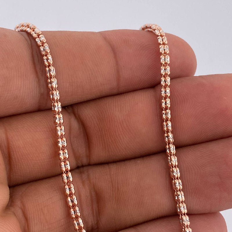 Cadena Ice 12.5gr / 61cm / Dos Oros Blanco Rosa +4 14K Italy &