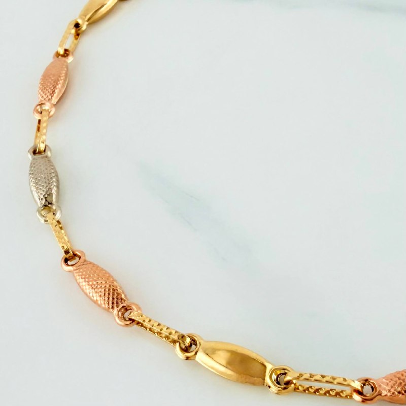 Pulso Rustico Eslabon 3.4 g / 21 cm / 3.5 mm Tres Oros 18K