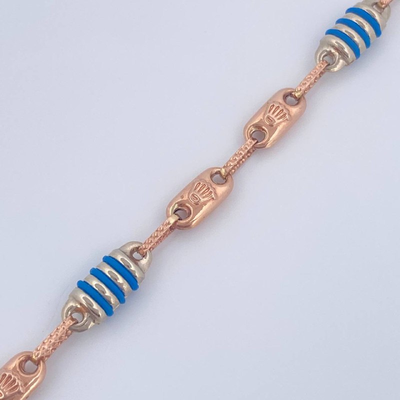 Tobillera Rustica Barril Corona Rx 5.45gr / 25.4cm / Dos Oros Blanco Rosa 18K $