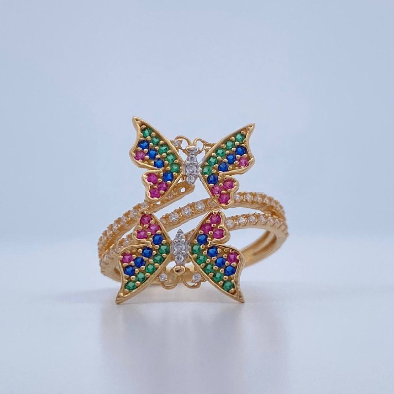 Anillo Pareja Mariposas 2.9gr / T6 1/2 / Oro Amarillo 18K &