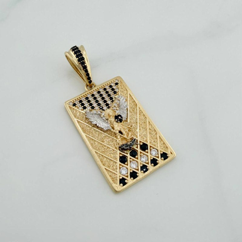 Dije Placa San Miguel Arcangel 9.05 g / 4.3 cm Tres Oros 18K