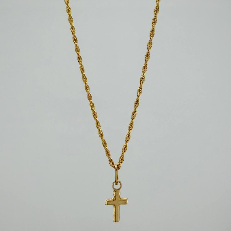 Set Cadena Lazo + Dije Cruz / 1,2 gr / 50.3 cm Oro Amarillo 18K