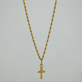 Set Cadena Lazo + Dije Cruz / 1,2 gr / 50.3 cm Oro Amarillo 18K