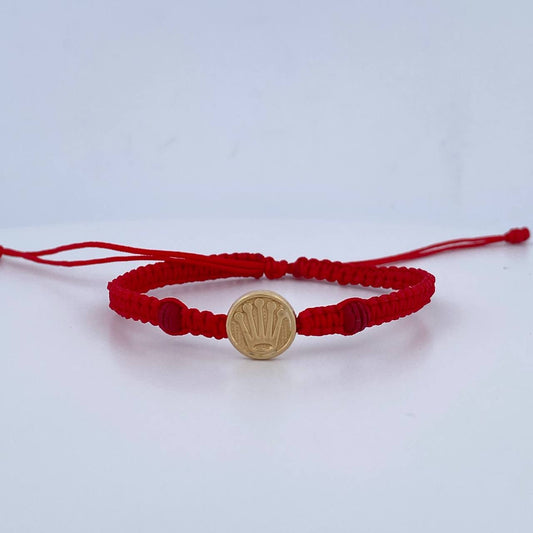 Pulsera Tejida Roja Corona Rx 0.55gr / Oro Amarillo 18K $