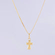 Set Cadena Flor Espejo + Dije Cruz / 1.25g / 45cm Oro Amarillo 18K