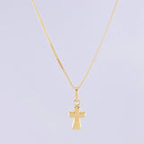 Set Cadena Flor Espejo + Dije Cruz / 1.25g / 45cm Oro Amarillo 18K