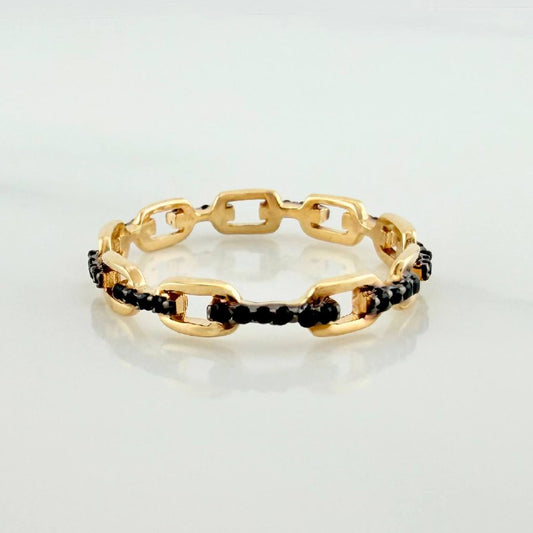 Anillo Argolla Pulsera 1.5 g / T7 Dos Oros Negro Amarillo 18K