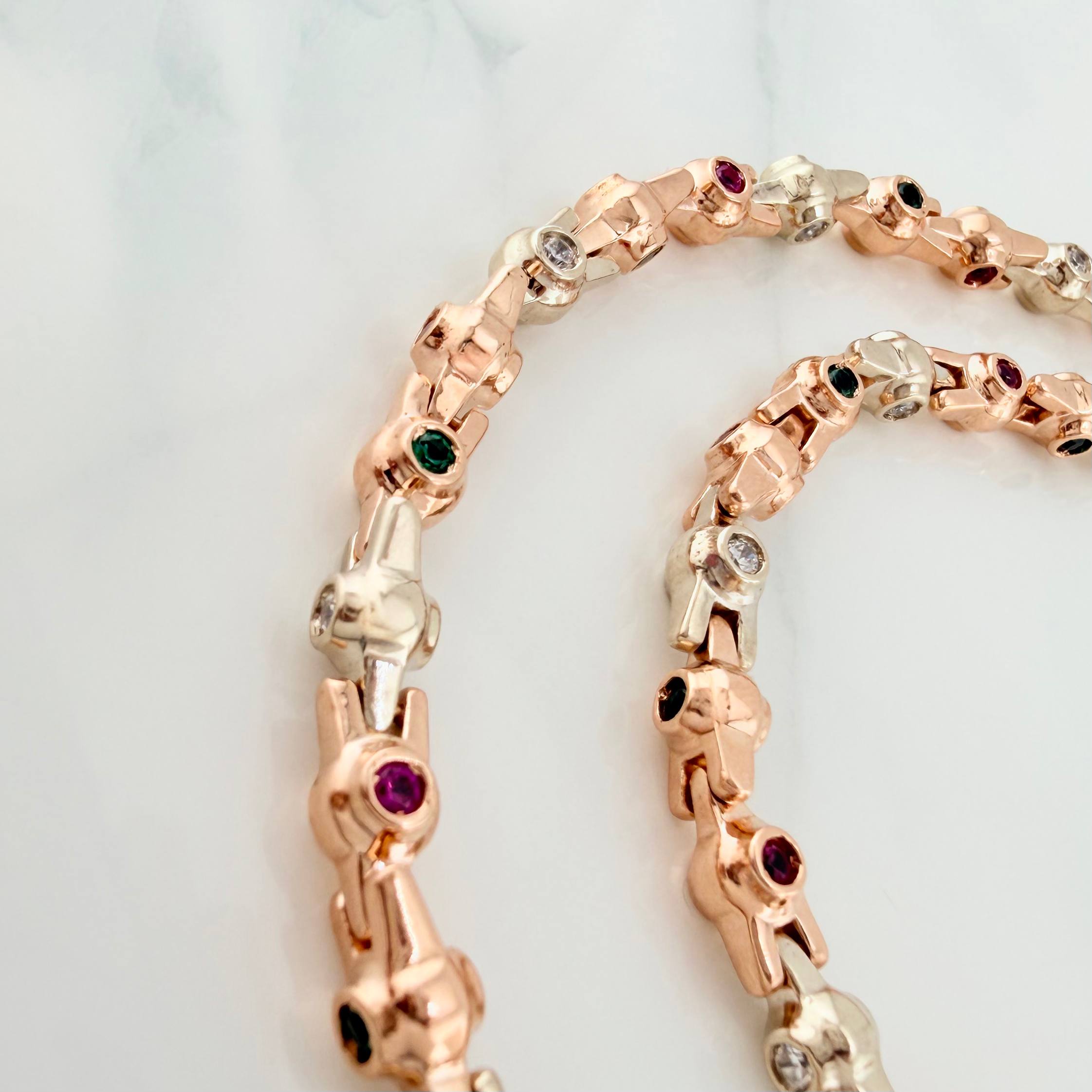 Cadena Rustica Burbujas 86.1 g / 71 cm / 4.65 mm Dos Oros Blanco Rosa 18K