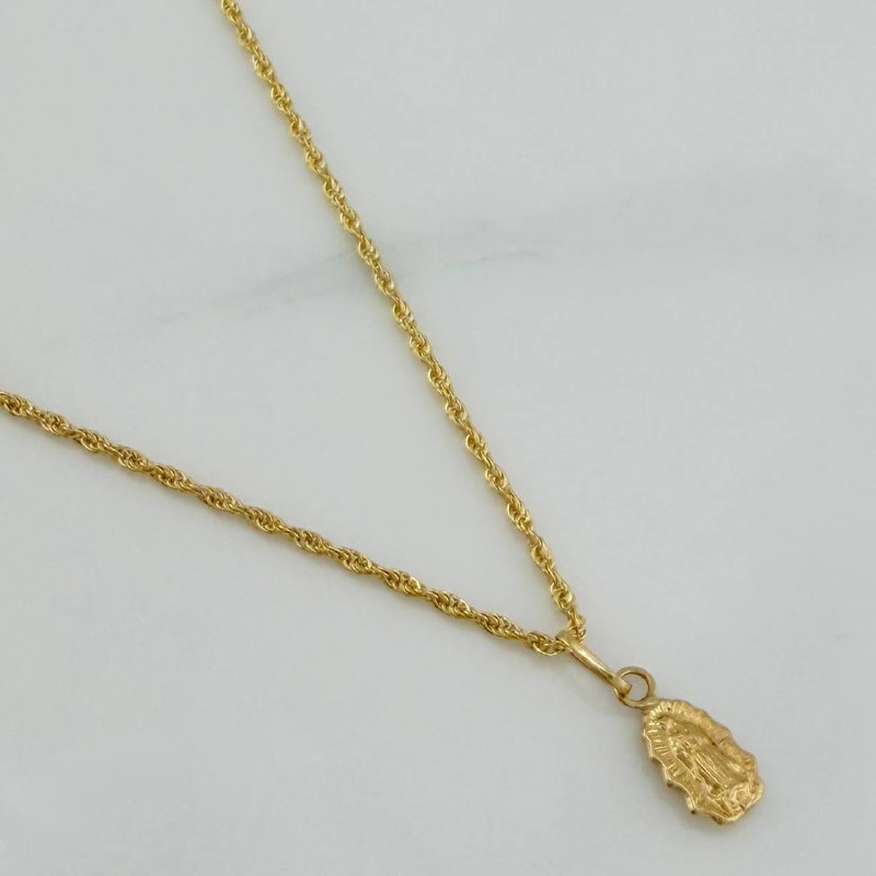 Set Cadena Lazo + Dije Virgen De Guadalupe / 1,25 gr / 50.5 cm Oro Amarillo 18K