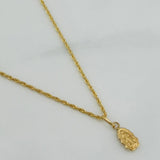 Set Cadena Lazo + Dije Virgen De Guadalupe / 1,25 gr / 50.5 cm Oro Amarillo 18K