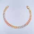 Pulso Cubana 7.15gr / 20.5cm / Tres Oros +1 14K Italy $