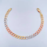 Pulso Cubana 7.15gr / 20.5cm / Tres Oros +1 14K Italy $