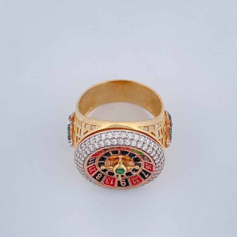 Anillo Ruleta Articulada 12.35gr / T10 3/4 / Tres Oros 18K $