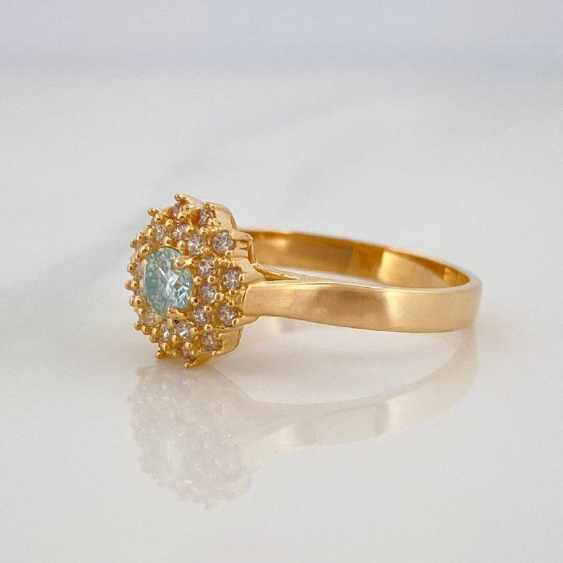 Anillo Solitario Flor Tupida 3.6 g / T6 1/2 Oro Amarillo 18K