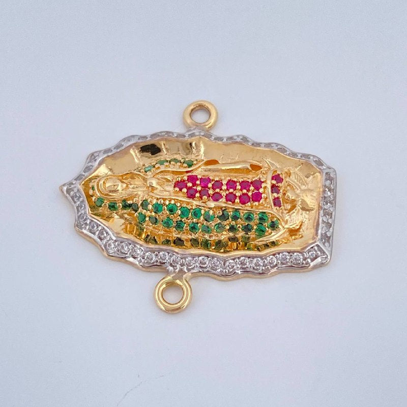 Herraje Virgen de Guadalupe 4.9gr / 2.5cm / Dos Oros Amarillo Blanco 18K $
