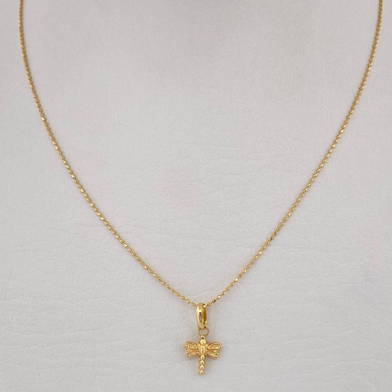 Set Cadena y Dije Militar + Libelula 1.7gr / Oro Amarillo 18K (Oferta) $