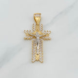 Dije Cruz Cristo 7.6 g / 5.2 cm Dos Oros Amarillo Blanco 18K