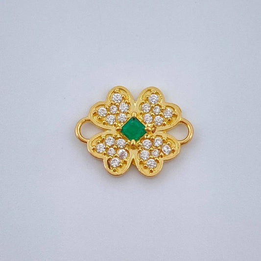 Herraje Trebol Cuatro Hojas 0.75gr / 1.2cm / Oro Amarillo 18K &