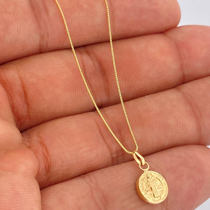 Set Cadena y Dije Veneciana + San Benito 1.45gr / Oro Amarillo 18K (Oferta) $