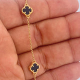 Tobillera Trebol Espiga 5.35gr / 23.5cm-24.7cm / Oro Amarillo Nac.Esp. 18K $