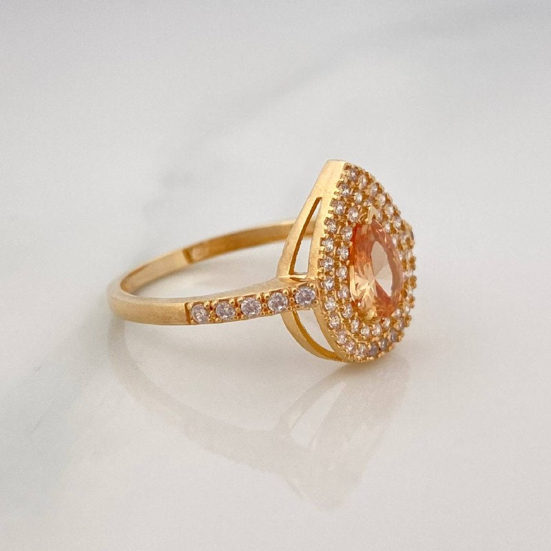 Anillo Halo Gota 2.5 g / T6 3/4 Oro Amarillo 18K