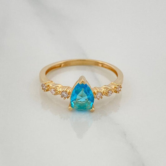 Anillo Solitario Gota 2.1 g / T6 1/2 Oro Amarillo 18K