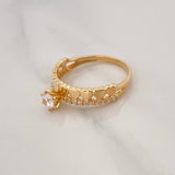 Anillo Solitario Carril Corazones 2.45 g / T6 1/4 Oro Amarillo 18K