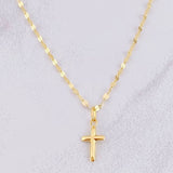 Set Cadena Flor Espejo + Dije Cruz / 1.25g / 45cm Oro Amarillo 18K